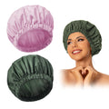Edoneery Reusable Shower Caps for Women, Waterproof Long Hair Bonnet | Washable Design, Wide Elastic Band, Large Fit, Holds Long Hair, Braids Friendly, Bath Accessories, Spa, Travel