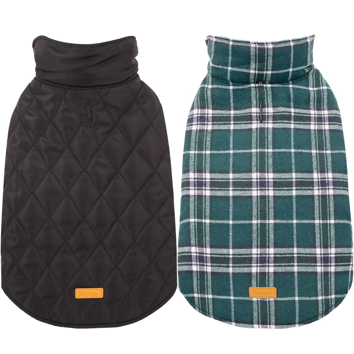 Kuoser Waterproof Dog Coat, Warm Reversible Dog Jacket with Leash Hole