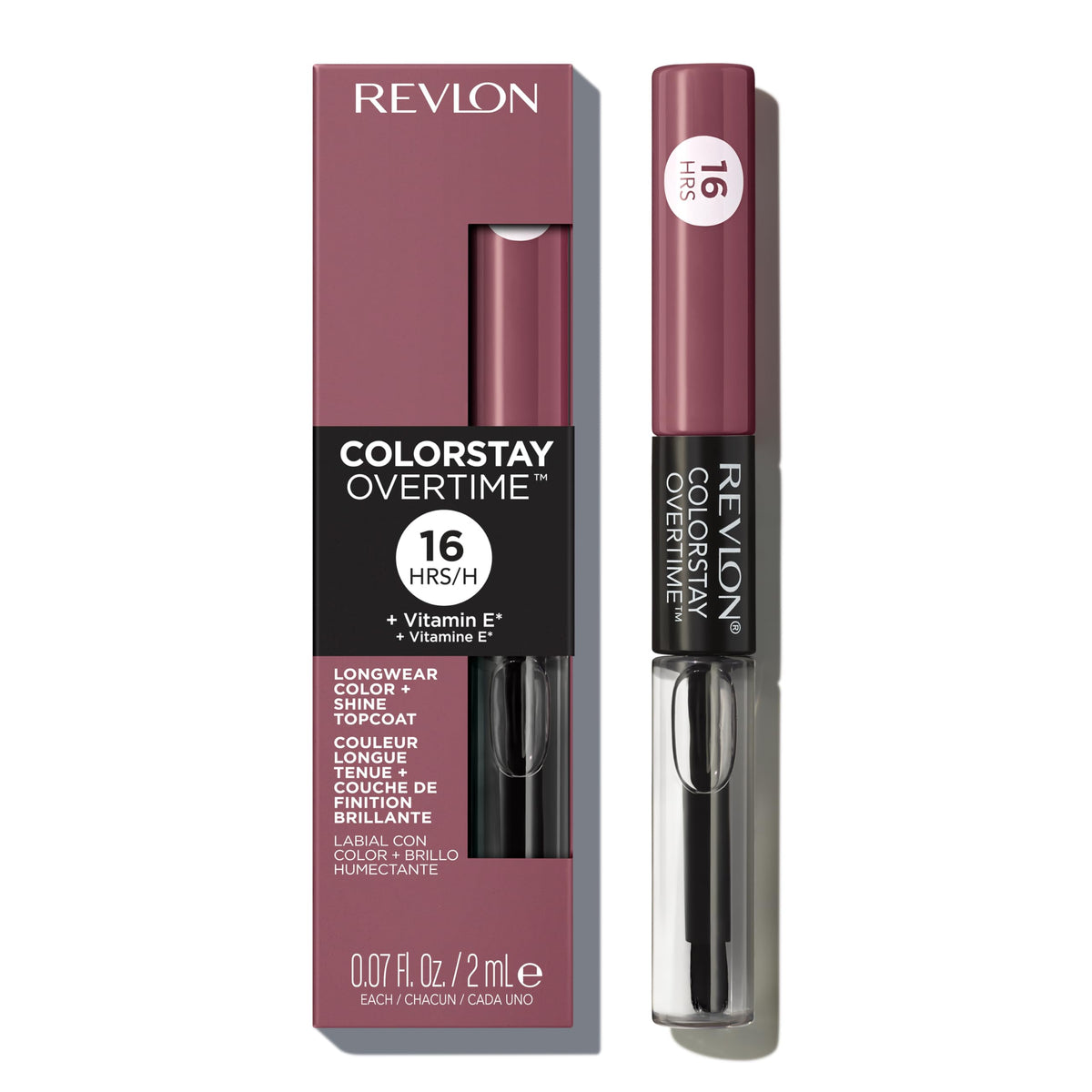 Revlon ColorStay Overtime Liquid Lipstick with Clear Lip Gloss, Long-Lasting Lip Color, Dual Ended with Moisturizing Vitamin E, 005 Infinite Raspberry, 0.07 fl oz