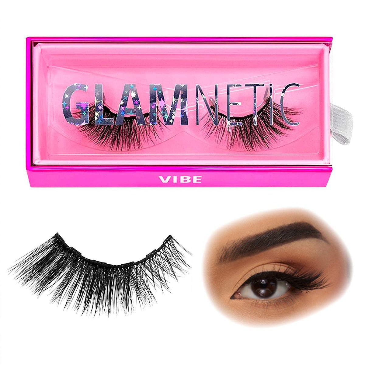 Glamnetic Magnetic Eyelashes - Vacay | Long Magnetic Lashes, 60 Wears Reusable High Volume Faux Mink Lashes, Dramatic, Round - 1 Pair