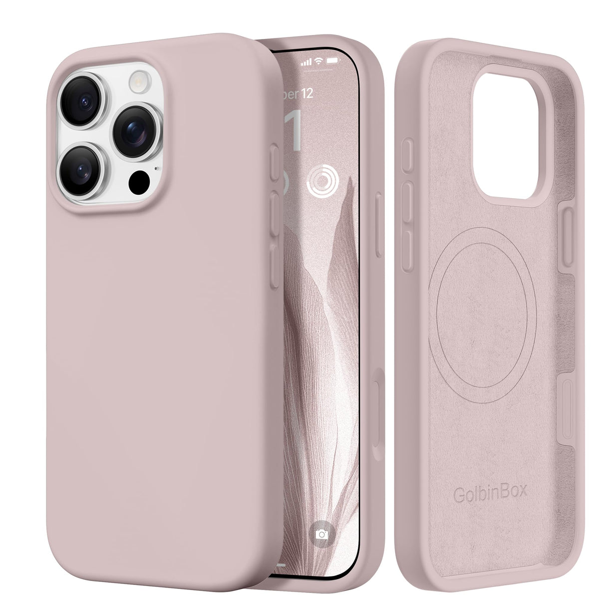 GolbinBox Magnetic for iPhone 16 Pro Max Case, Silicone Cover, Chalk Pink