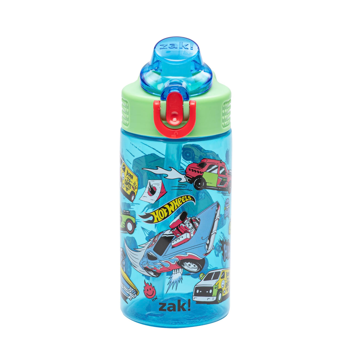 Zak Designs Sanrio Hello Kitty Sage 16oz Leak-Proof Straw Kids Water Bottle | BPA Free, Durable Plastic, Cupholder Friendly, Dishwasher Safe, Easy to Clean, Lid Lock, Handle, For School, Home, Travel