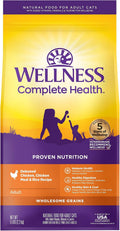 Wellness Complete Health Adult Dry Cat Food, Natural, Wholesome Grains Kibble, Chicken Recipe, 5 lb Bag