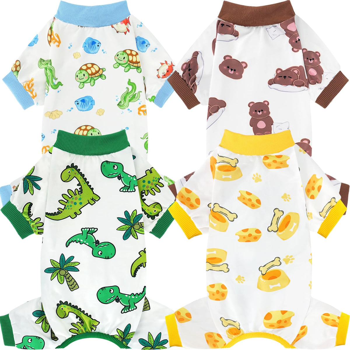 4 Pack Dog Christmas Pajamas Reindeer Puppy Clothes Cute Santa Claus Dog Pajamas Costumes Outfit Red Green Medium
