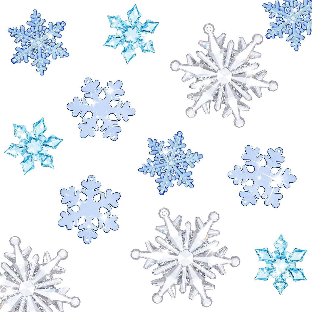 Dilunave 40 Pcs Glacier Christmas Snowflake Ornaments for Xmas Tree