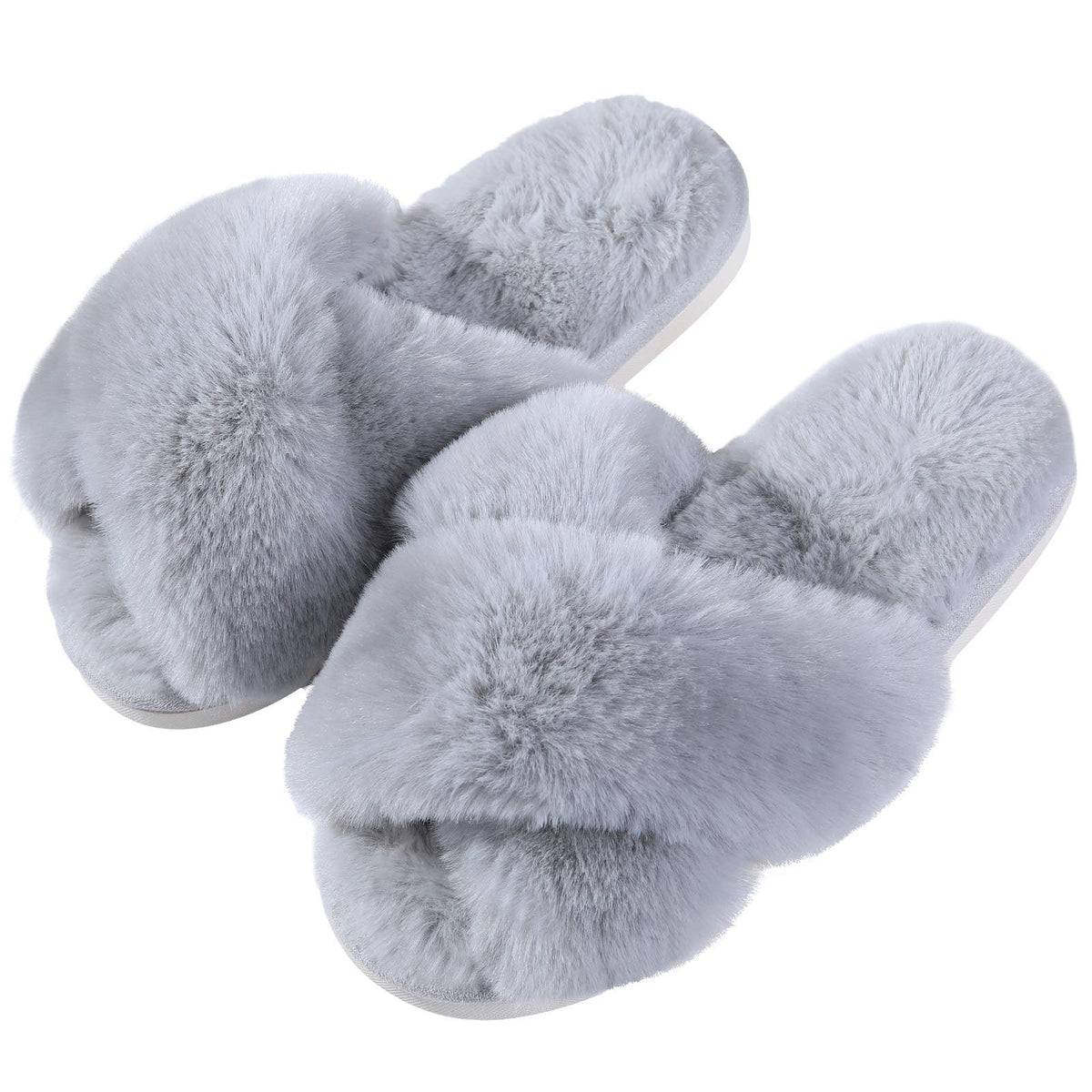 Evshine Memory Foam Fuzzy House Slippers for Women