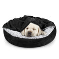 JOEJOY Small Dog Bed Cat Bed with Hooded Blanket, Cozy Cuddler Luxury Puppy Pet Bed, Donut Round Calming Anti-Anxiety Dog Burrow Cave Bed - Anti-Slip Bottom and Machine Washable 23 inch