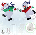 Set of 2 Lighted Snowmen Christmas Decorations, Pre-Lit 2D Tinsel Cute Snowman Snowball Fight with Lights, Light Up & Plug in for Indoor Outdoor Xmas Winter Holiday Yard Lawn Garden Decor