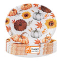 50Pack Thanksgiving Paper Plates - 10" x 12" Oval Paper Plates Dinner Size Large Disposable Platter Heavy Duty For Happy Thanksgiving Serving Tray Autumn Fall Harvest Party Supply