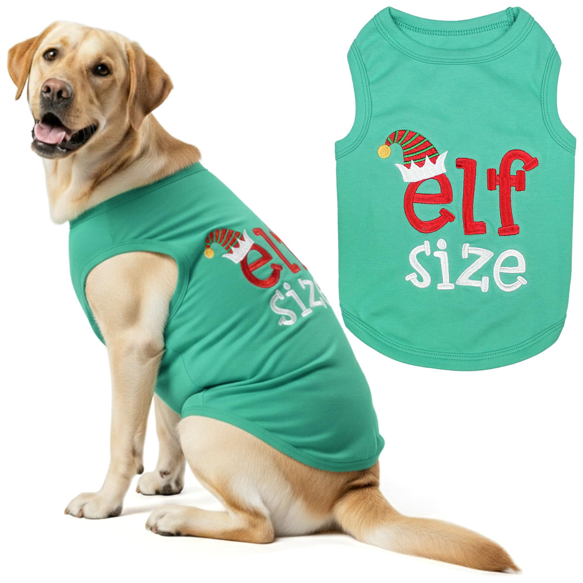 Parisian Pet Dog Tshirt - Embroidered “ Sorry Santa I Ate Your Cookies “ Dog Shirt - Lightweight Cotton Pet Christmas Outfit - Sleeveless Christmas Puppy Clothes - Shirts for Small Dogs - XXS