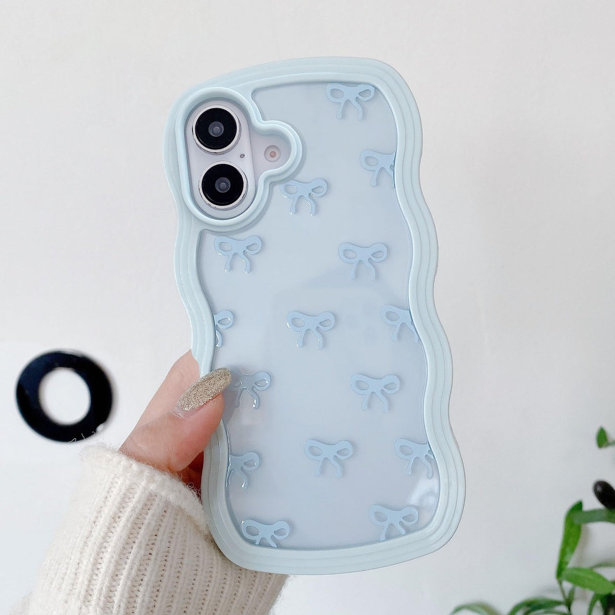 QLTYPRI Bow Case for iPhone 13/iPhone 14 Wavy Fame, Pink