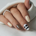 CurvLife Short Oval Chrome Nude Press On Nails, Champagne Pearl, Soft Gel | 32PCS 16 Sizes, Salon-Quality Natural Fake Nails, Curved Fit, 7-14 Day Glue-On Wear, Reusable Stick-On Nails, Press-On Kit