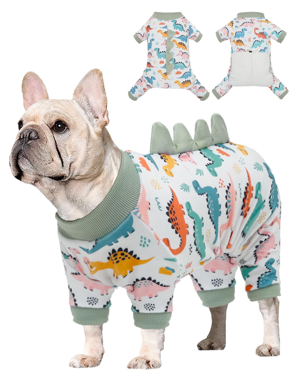 CuteBone Dinosaur Costume Dog Pajamas, Stretchy Spandex Crystal Velvet Sleepwear Coat for Small Dogs, Soft & Warm Pet Outfit Clothes for Cold Weather, Cozy Pullover Design COSP05XXL