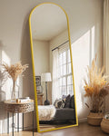 Arched Full Length Mirror with Stand, Black Floor Mirror | Aluminium alloy frame with HD float glass for distortion-free reflection. Free standing or wall mounted.