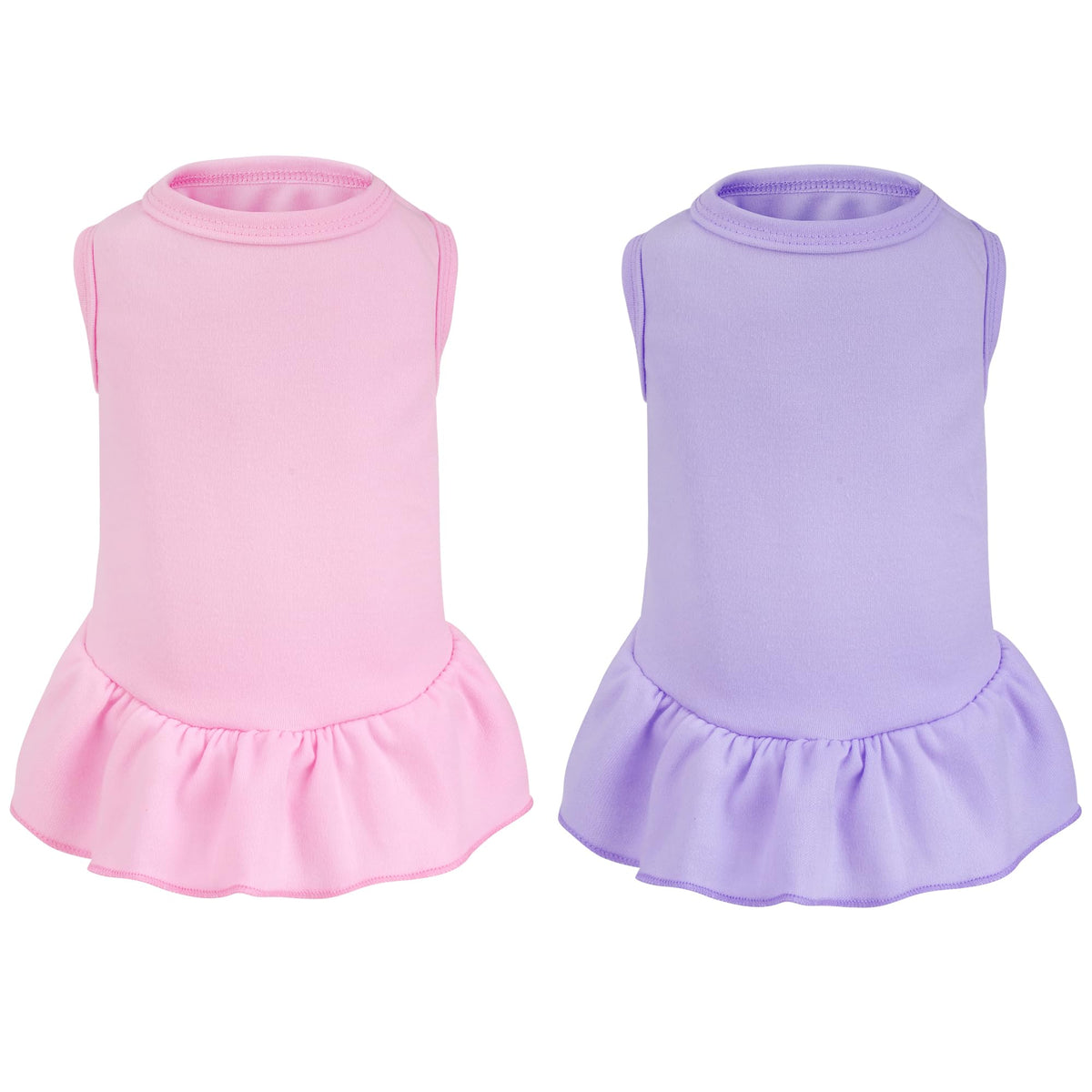 2 Pcs Dog Dresses Cat Skirt Solid Color Dog Clothes Summer Sleeveless Puppy Girl Clothes for Small Pet Dogs Cats (Yellow,Pink, Medium)