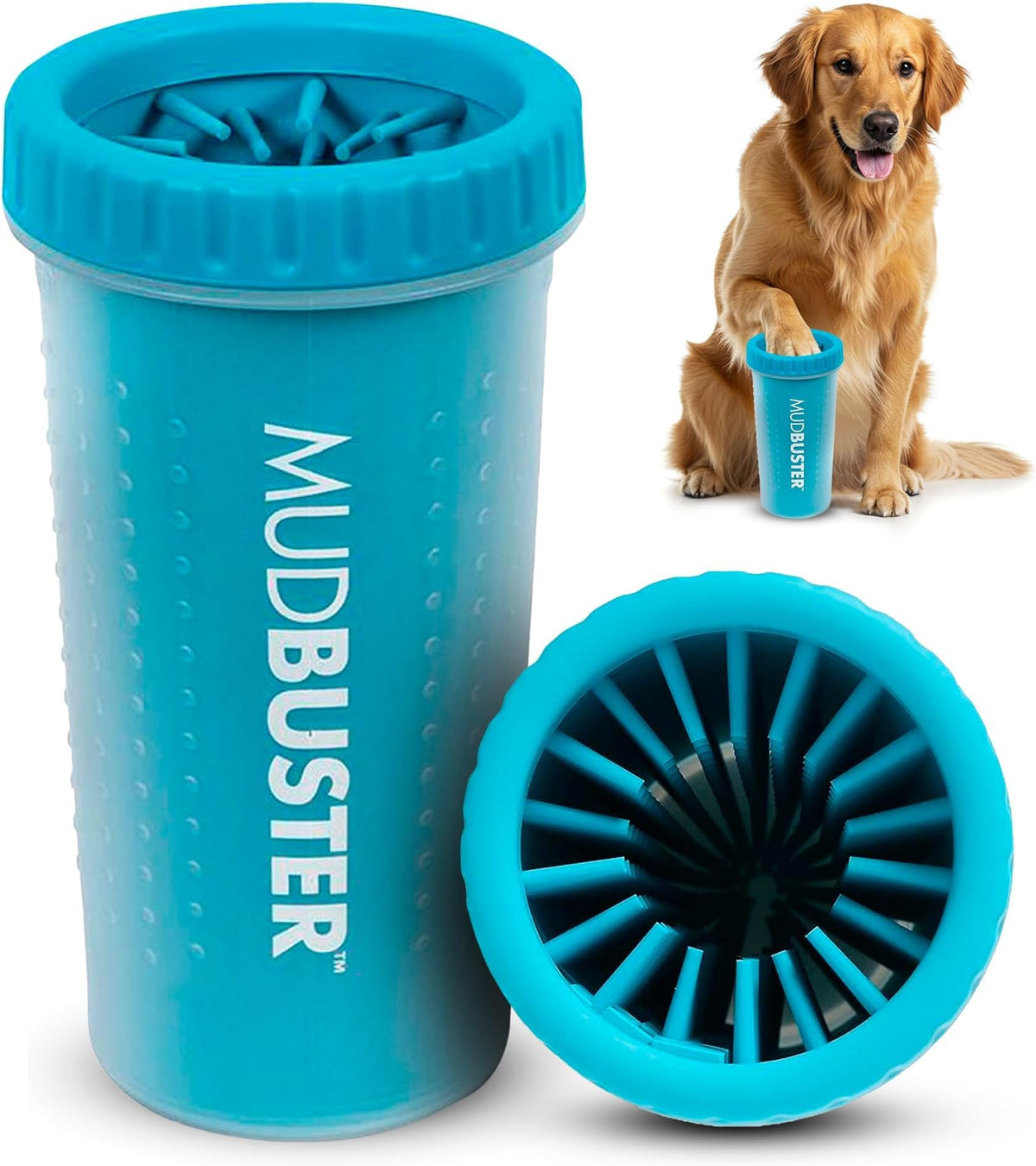 Dexas MudBuster Large Dog Paw Cleaner, Matte Black, Fits 2.5"-3.5" Wide Paws, Gentle Silicone Bristles for Quick, Easy Cleaning