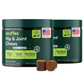 Wuffes Advanced Dog Hip and Joint Supplement with Glucosamine, Chondroitin, Omega 3, MSM, and Green Lipped Mussel, 60 Pork Flavored Chews for Small and Medium Dog Breeds