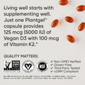 Sports Research® Vitamin D3 + K2 w/Coconut Oil - Vegan Vitamin D 5000iu (125mcg) & Mk7 Vitamin K 100mcg for Bone & Immune Support - Vegan Certified · Non-GMO · Soy Free - 30 Softgels