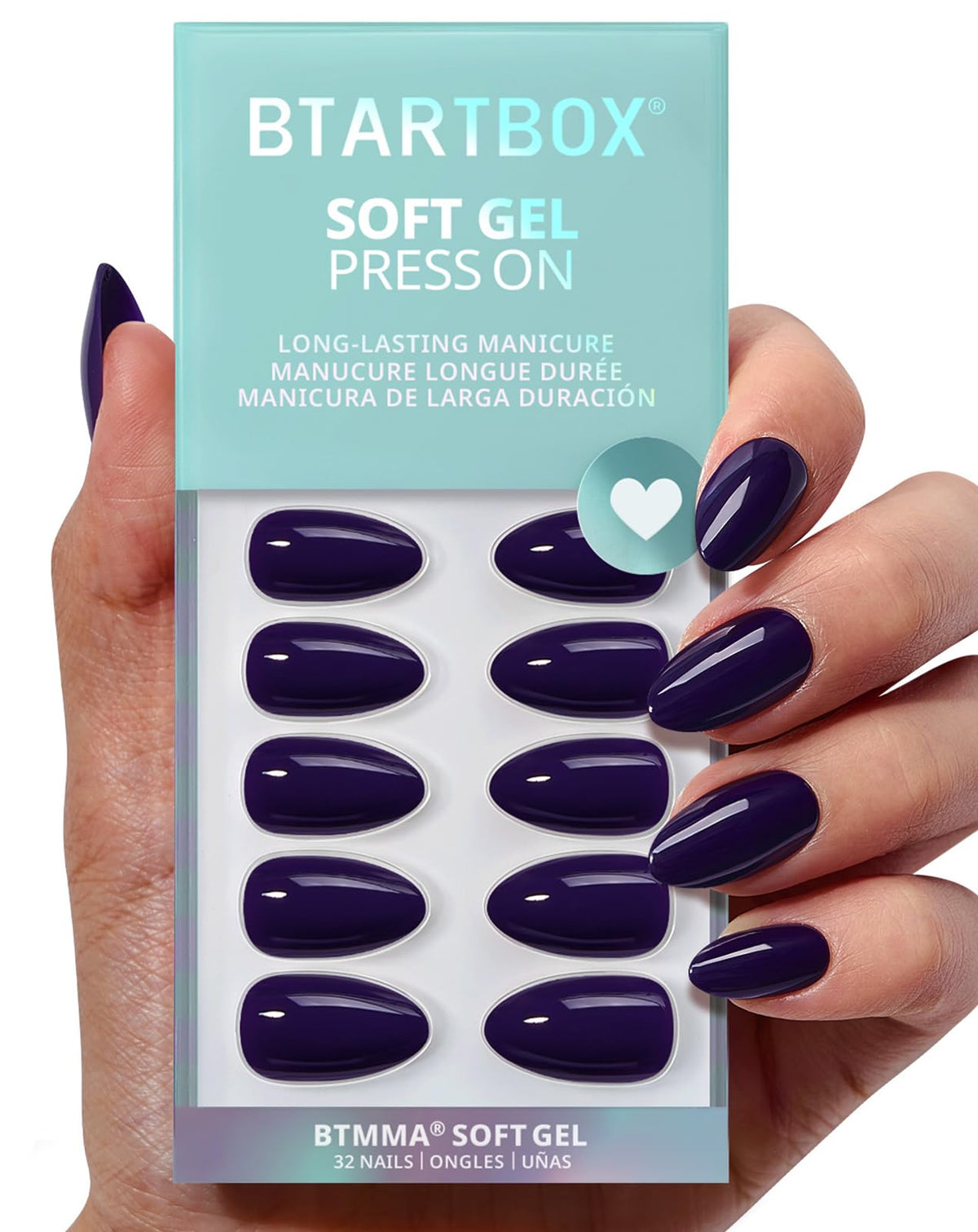 BTArtbox Press On Nails Square - Solid Pink Short Press On Nails with Glue for Women, Opaque Soft Gel Glue On Nails in 16 Sizes - 32 Stick On Nails Kit, Yoga