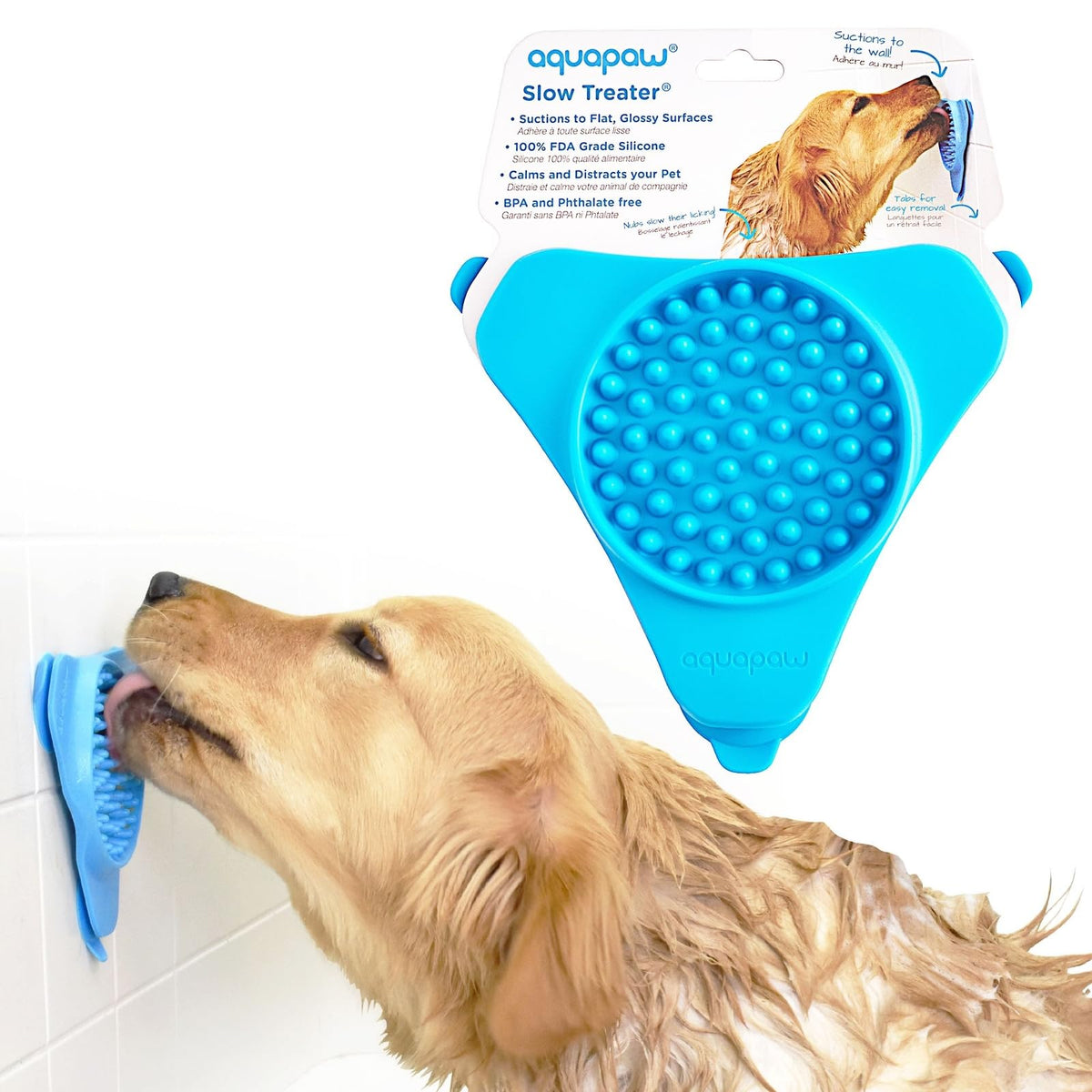 Aquapaw Lick Mat for Dogs with Suction Cups - XL, Blue, 1-Pack - Slow Feeder Lick Pads for Dogs & Grooming Enrichment - Food Mat for Peanut Butter Treats