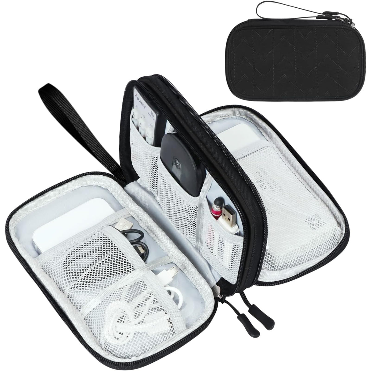 FYY Electronic Organizer, Travel Tech Pouch Bag, Cable Organizer Black