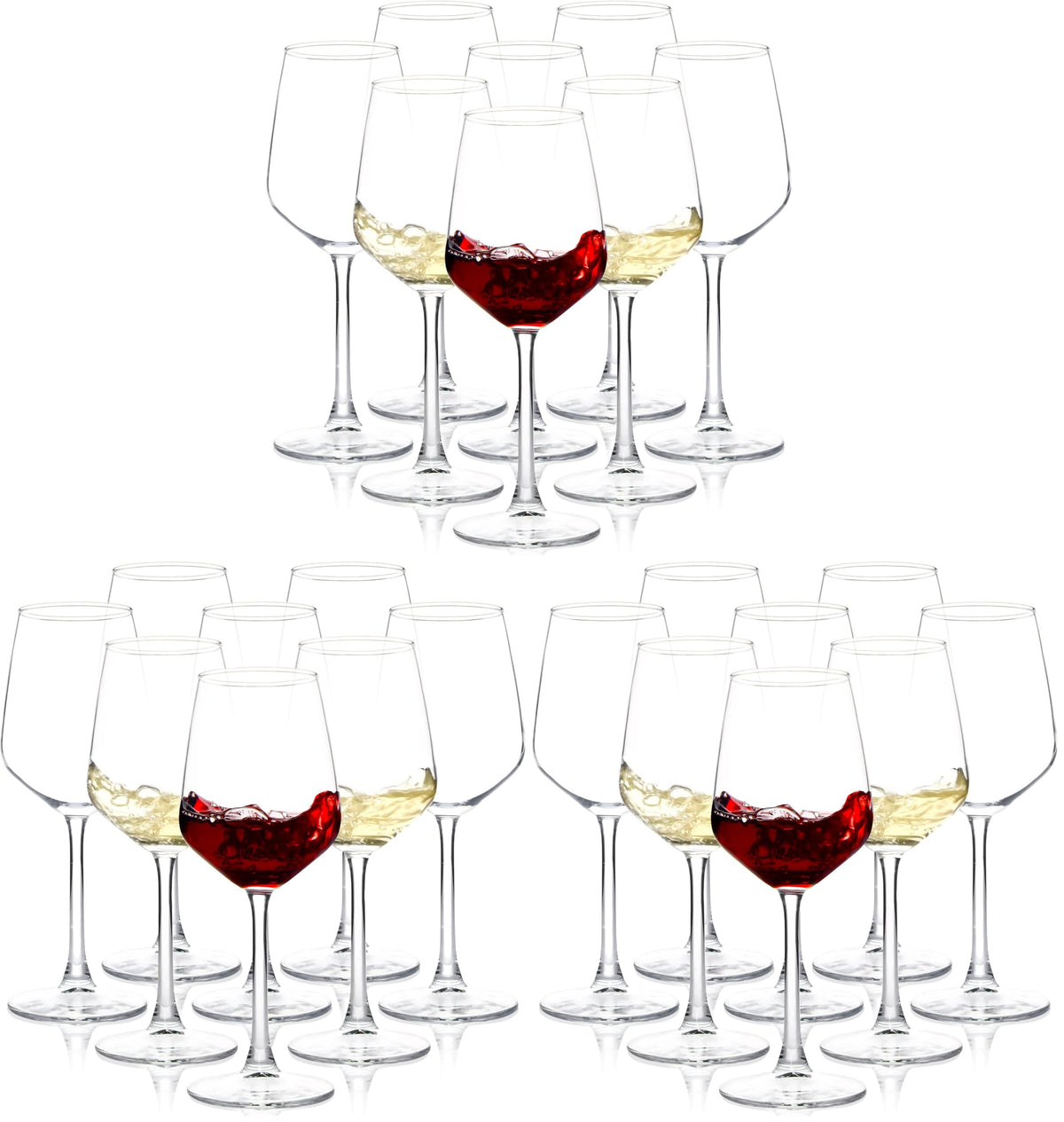 SHYRC Wine Glasses Set of 6, 12oz Clear Red/White Wine Glasses, Long Stem Glasses for Party, Wedding and Home