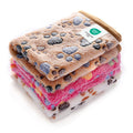 Luciphia 1 Pack 3 Blankets Super Soft Fluffy Premium Fleece Pet Blanket Flannel Throw for Dog Puppy Cat Paw Brown/Pink/White Small(23x16 inch)