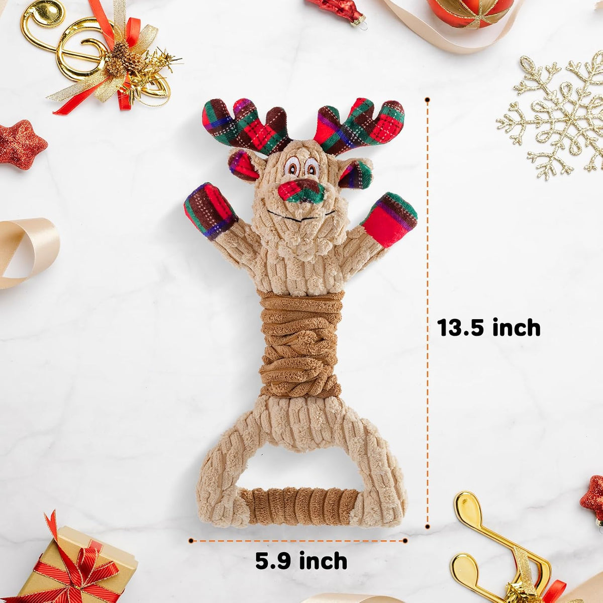 Christmas Dog Squeaky Toys for Large Dogs Tug of War Dog Plush Toys,Large Stuffed Dog Toys with Crinkled Paper,Stuffed Animals Toys for Dogs to Keep Them Busy