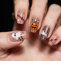 48Pcs Halloween Press on Nails Ghost Stick on Fingernails Monster Short Square False Nails Glossy Black Spider Web Acrylic Fake Nail Skull Gel Glue on Nail for Coquette Women Girls