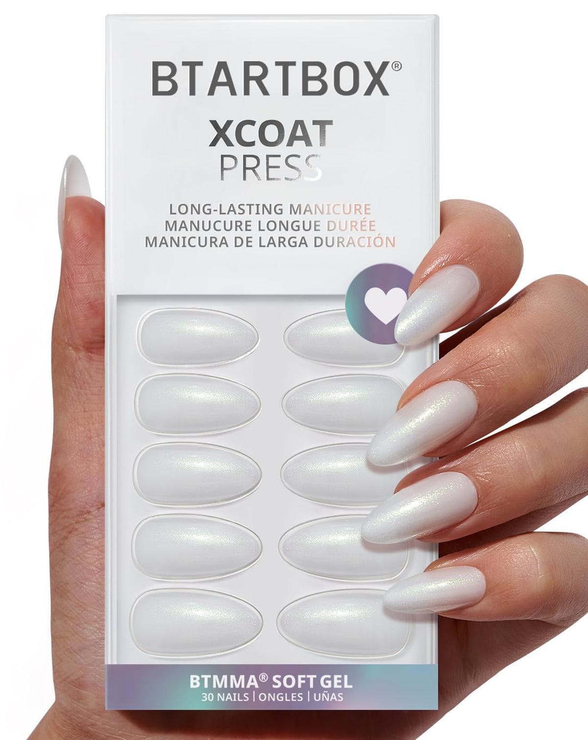 BTArtbox Press On Nails, Cream Puff, Short Almond, Ombre Off White, 32Ct | 2+ Weeks Wear, Salon-Quality Natural Nails, 10-Minute Easy Daily Application, Fast Removal, 16 Sizes, All-in-One Complete Kit