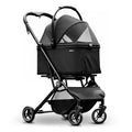 Pet Stroller for Small Dogs and Cats, One-Click Foldable Dog Stroller with Detachable Carrier & 3 Safety Tethers, Holds up to 33 lbs, Storage Basket & Cup Holder, Breathable Mesh, Black