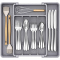 Lifewit Expandable Silverware Organizer, Plastic Utensil Tray for Kitchen Drawer, BPA Free Flatware Cutlery Holder, Space-Saving Storage for Spoons Forks Knives, 8-13.8 x 11.2 x 1.4 inch, Black