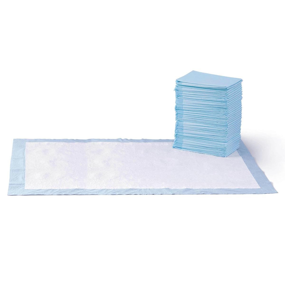 Amazon Basics Leak-Proof Dog and Puppy Potty Training Pee Pads with Quick-Dry 5-Layer Super Absorbent Surface for Dog Training, Floor Protection, Regular Size 22x22", Blue & White, 50 Count