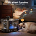 Veken Cordless Cat Water Fountain with Stainless Steel Tray & Secure Clips, 5200 mAh Battery Operated Pet Drinking Dispenser with LED Light, 85oz/2.5L Wireless Fountain for Cats, Dogs and Small Pets