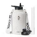 Coolflask Water Bottle with Straw, 40 oz Insulated Metal Water Flask with Straw & Spout Lids, Stainless Steel Double Wall Vacuum, Keep Cold 48h Hot 24h, Leak Proof, BPA-Free, Apricot Pink