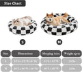 Ohocut Checkered Dog Bed, Cute Black White Retro Style Aesthetic Round Warming Pet Calming Beds for Small Dog and Cats, Plush Cozy Donut Dog Beds Washable, 30" L x 30" W x 8" Th