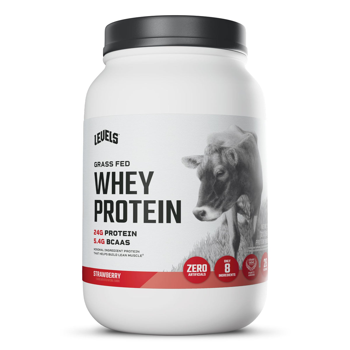 Levels Whey Protein Powder, No Artificial Ingredients, Vanilla Bean, 2LB | 24G of protein and 5.4G BCAAs per scoop, made with hormone-free dairy, zero junk, no fillers, no added sugar, certified clean