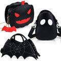 Hillban 3 Pcs Halloween PU Leather Bat Spider Web Shoulder Bag