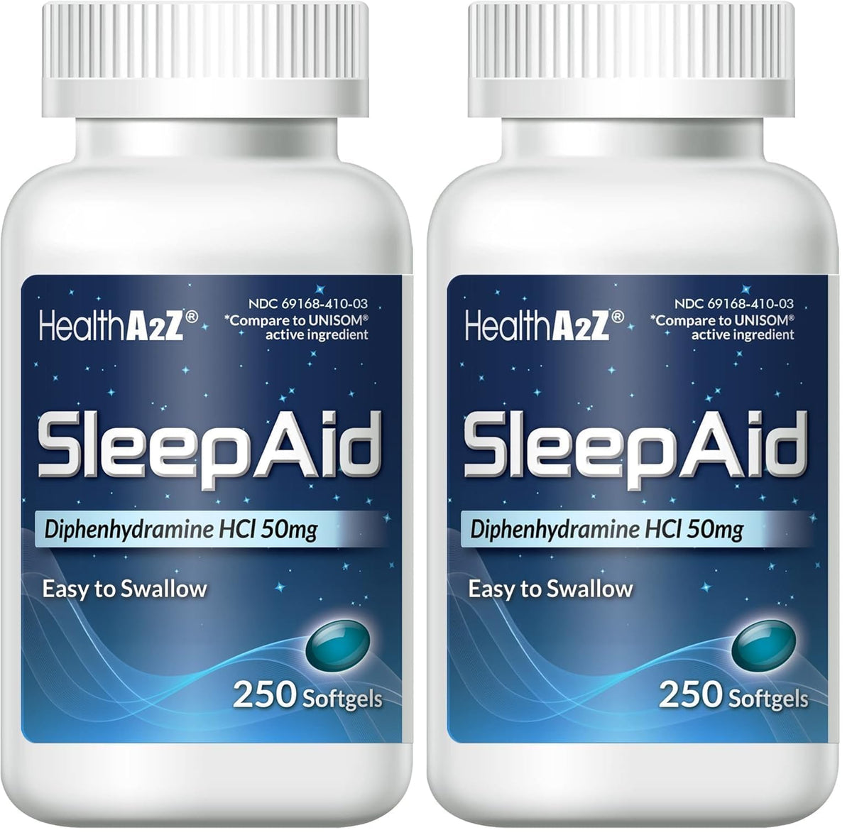 HealthA2Z® Sleep Aid, Diphenhydramine HCl 50mg Softgels, 250 Count