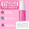 Super Strong Nail Glue for Press On Nails, Nail Tips & Acrylic Nails (8ml) NYK1 NailBond Brush On Glue for Press Ons, Tips & Acrylics - Long Lasting, Maximum Strength, Mess-Free Application