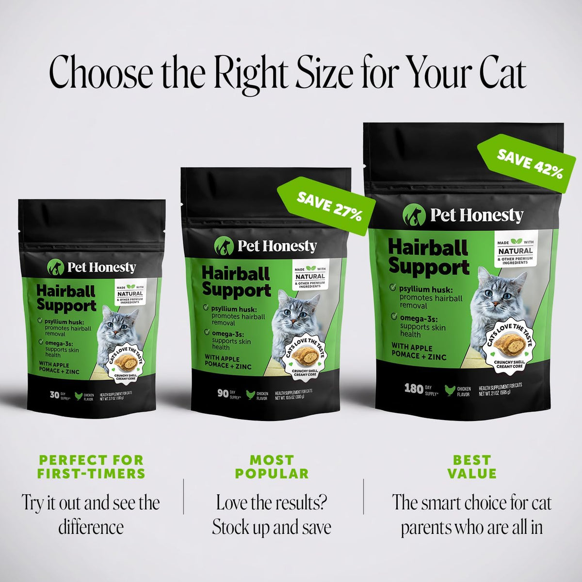 Cat Hairball Remedy Treats - Dual Texture Crunchy Creamy Hairball Treatment for Cats, Furball Relief Control Supplement with Fiber, Fish Oil for Indoor Cats Skin Coat Digestion (30-Day Supply)
