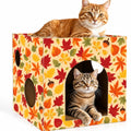 Cinrobiye Cardboard Cat House with Scratcher, Gothic Halloween Cat Scratcher Box with 2 Corrugated Scratch Pads, Open Top Indoor Cat Hideaway Bed for Cats and Kittens