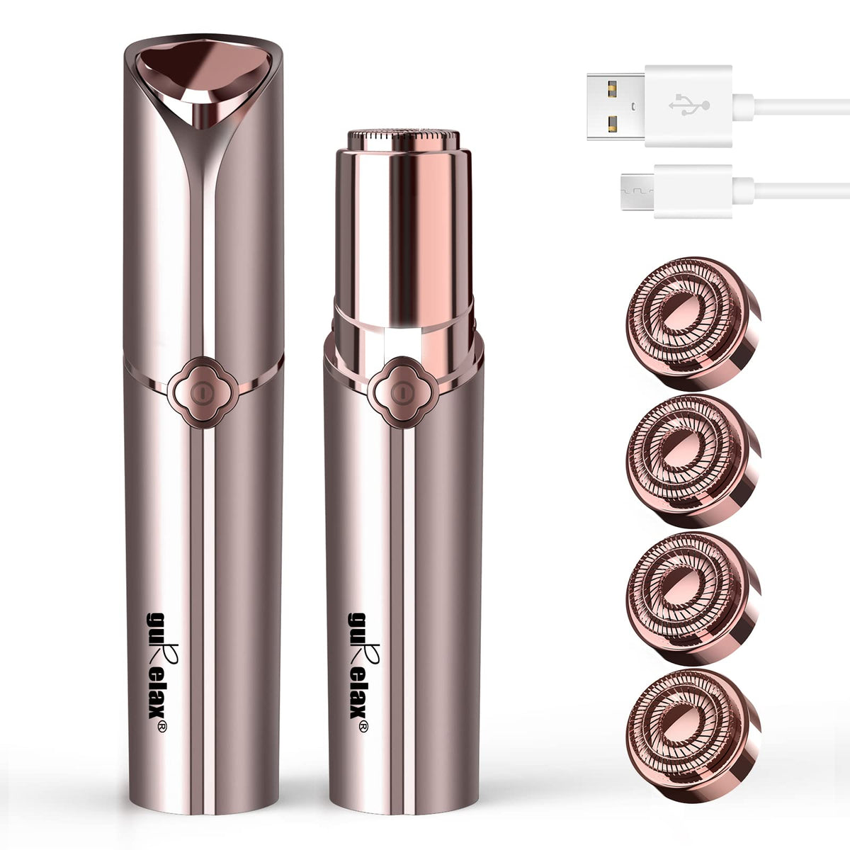 gurelax Facial Hair Removal for Women, Painless Face Shaver with 2 Heads