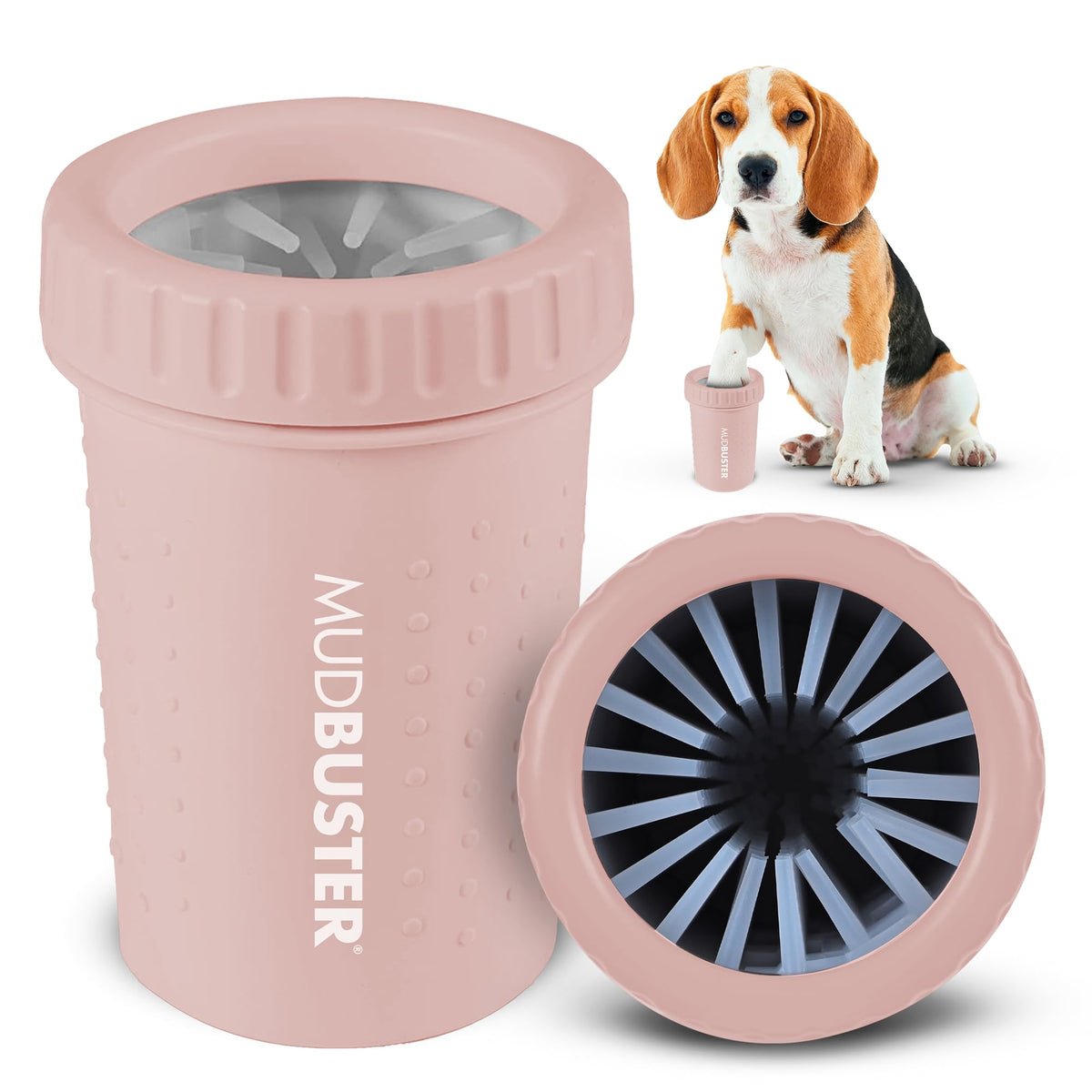 Dexas MudBuster Medium Dog Paw Cleaner, Fuchsia, Fits 1.5"-2.5" Wide Paws, Gentle Silicone Bristles for Quick, Easy Cleaning