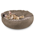JOEJOY Small Dog Bed Cat Bed with Hooded Blanket, Cozy Cuddler Luxury Puppy Pet Bed, Donut Round Calming Anti-Anxiety Dog Burrow Cave Bed - Anti-Slip Bottom and Machine Washable 23 inch