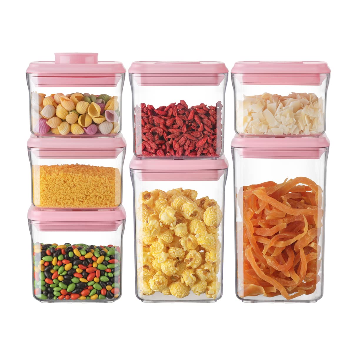 Pop Airtight Food Storage Containers with Lids for Kitchen Pantry Organizing Stackable Container for Cereal Snack Flour Sugar Coffee Spaghetti -12 Pcs(1.2, 2.0, 2.7, 3.3qt)*3