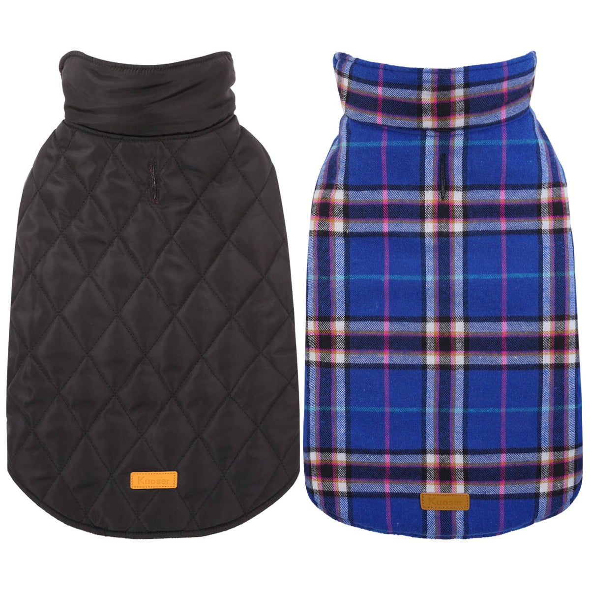 Kuoser Waterproof Dog Coat, Warm Reversible Dog Jacket with Leash Hole