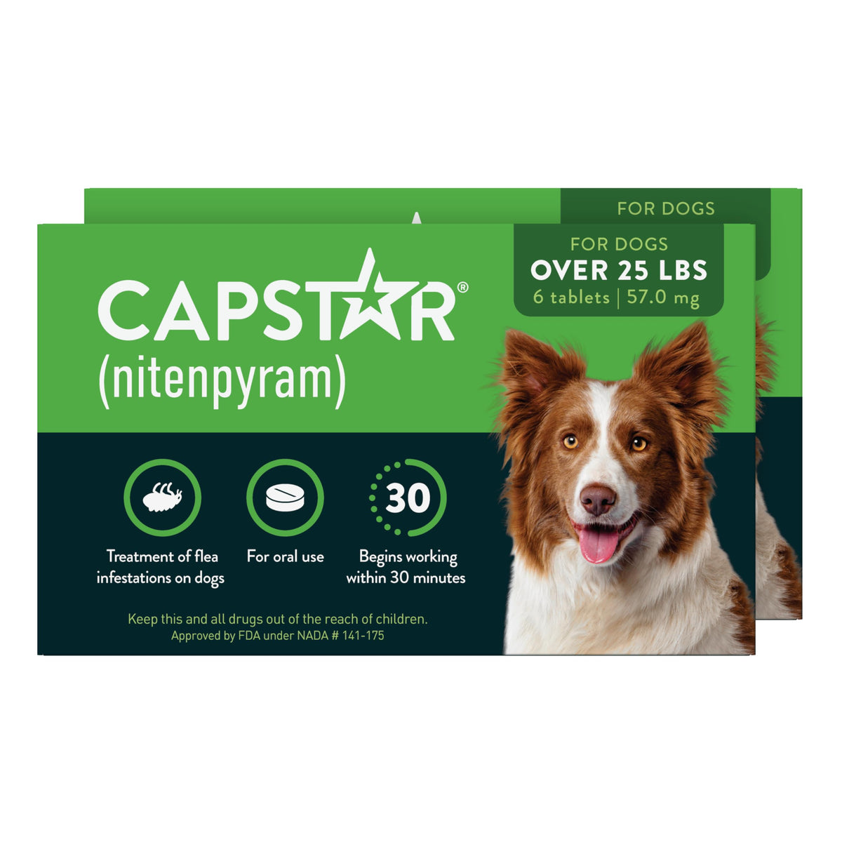 Capstar (Nitenpyram) Fast-Acting Oral Flea Treatment for Dogs 2-25 Lbs, Vet-Recommended Medication Tablets, Flea Tablets for Dogs Start Killing in 30 Minutes, 6 Doses