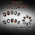 Halloween Black Press On Nails Short Oval Cute Ghost Pumpkin Fake Nails