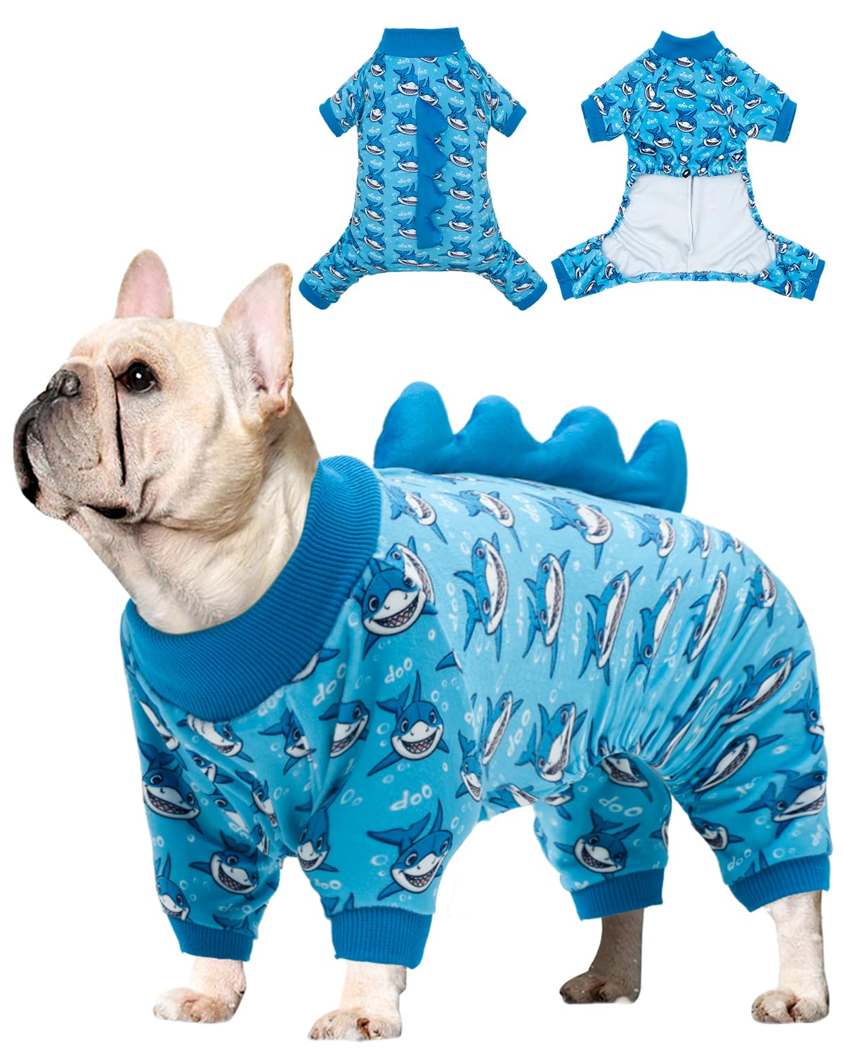 CuteBone Dinosaur Costume Dog Pajamas, Stretchy Spandex Crystal Velvet Sleepwear Coat for Small Dogs, Soft & Warm Pet Outfit Clothes for Cold Weather, Cozy Pullover Design COSP05XXL